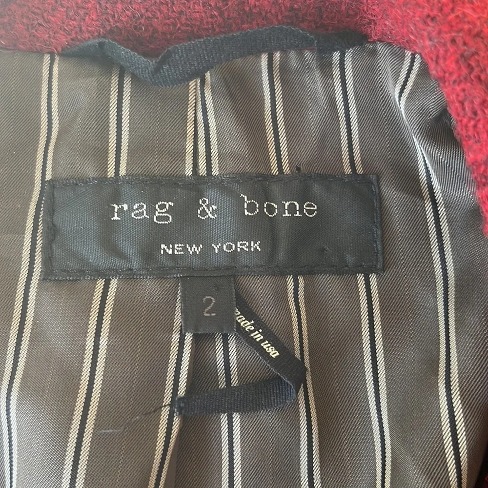 Rag & Bone 100% pure new wool hand woven red tweed blazer jacket size 2 - Picture 10 of 12